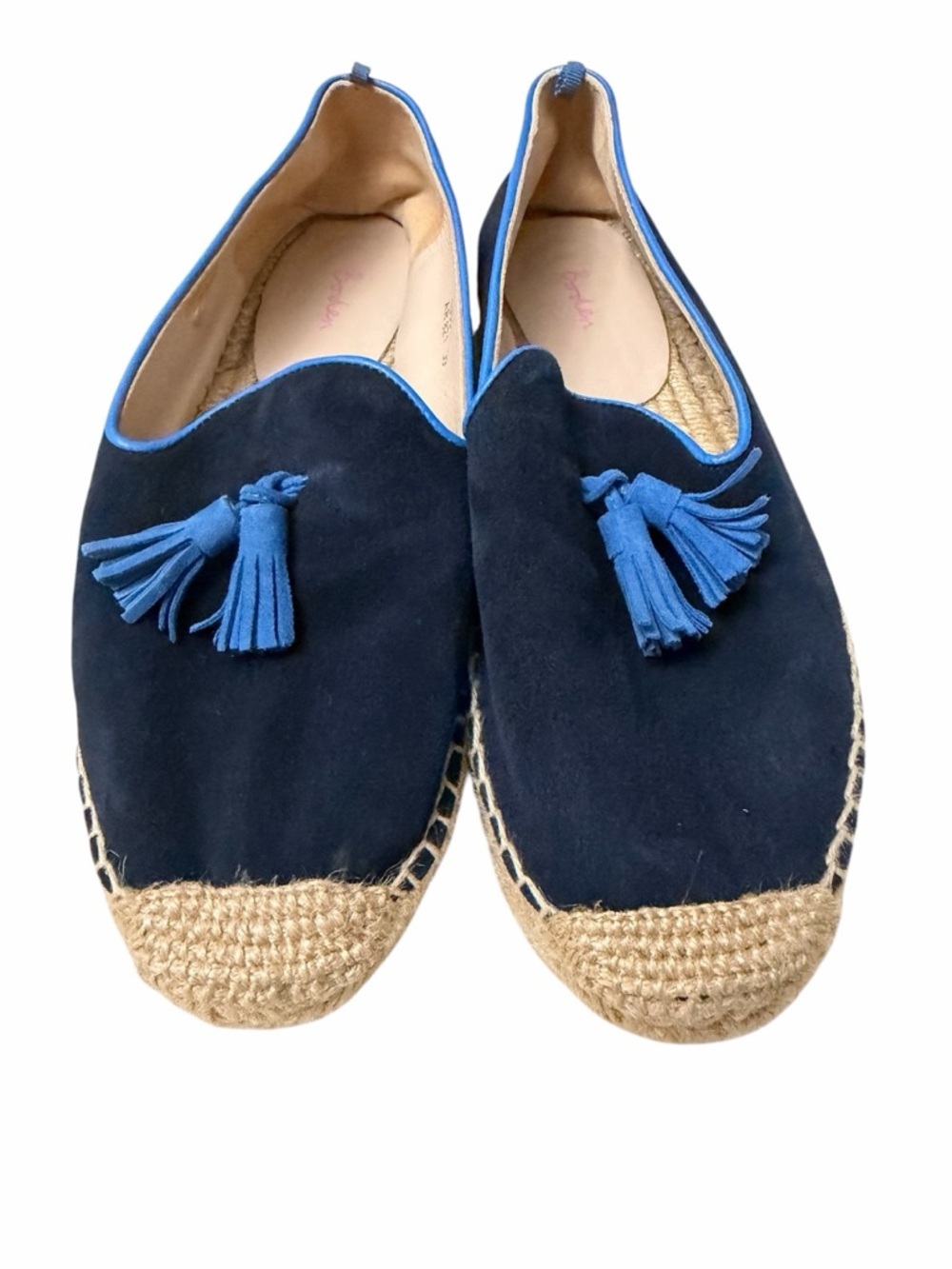Boden Navy Suede Tassel Coastal Espadrille Flats Loafers Slip On 39 Beach Vacay